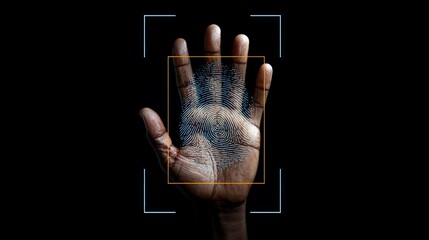 Close-up fingerprint recognition demonstration in dark lab environment for security analysis