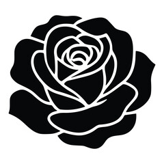 Black and White Rose Silhouette Detailed Floral Graphic Botanical Illustration Monochrome