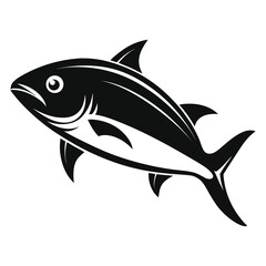 Cartoon vector illustration of a shark and fish swimming in the ocean, ideal for marine life and fishing designs