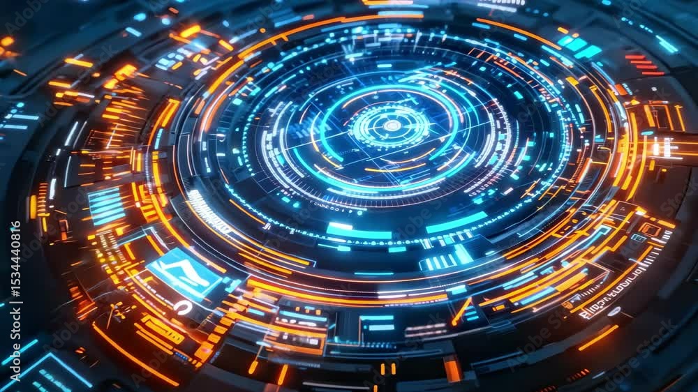 Poster futuristic digital core data flow animation