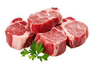 raw meat isolated on white, stack of meat