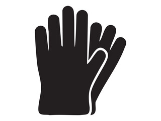 Obraz premium Black silhouette of cleaning gloves icon isolated on white background, graphic illustration. concept of household tool, home cleaning, sanitation, design element