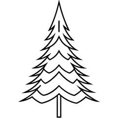 Fototapeta premium Minimalist Black Line Art Fir Tree Winter Design vector