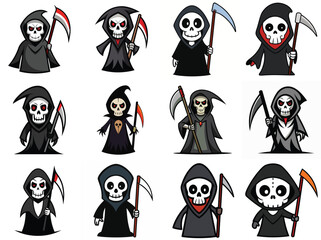 Grim reaper vector illustration isolated on white background.
