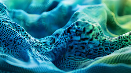 Abstract Digital Wave Pattern with Teal and Green Gradient