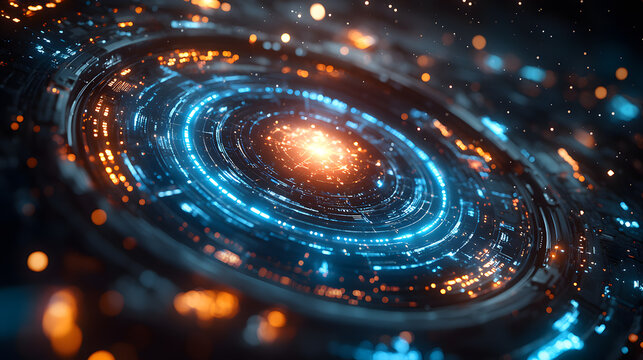 Abstract Spiral Galaxy with Luminous Core and Radiant Rings