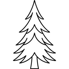 Simple Line Drawing of a Fir Tree with Narrow Leaves 1