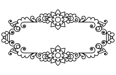 Ornamental black Frame Design with Symmetrical Floral Patterns and Decorative Style