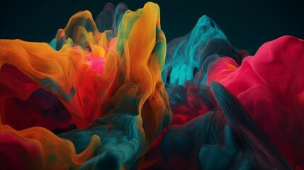 Colorful Smoke Abstract: An artistic view capturing the essence of smoke in vibrant hues, a symphony of orange, teal, and magenta.