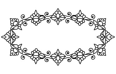 Ornamental black Frame Design with Symmetrical Floral Patterns and Decorative Style