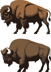 bison buffalo silhouette vector sticker pack