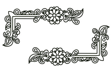 Ornamental black Frame Design with Symmetrical Floral Patterns and Decorative Style
