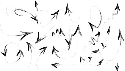 Hand-Drawn Black Arrows Set – Sketch Style Vector Arrows on White Background

