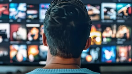 Person Watching Streaming Service on TV Screen