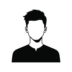 Young man silhouette vector illustration. Profile, avatar, user identity, head, or character design

