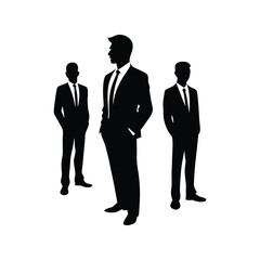 Business people standing silhouette vector illustration, professional team profile avatars, corporate office group minimalist design