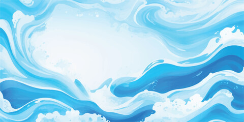 Soft Blue Aqua Ocean Surface with Abstract Flow Pattern and White Wave Highlights for Calm and Minimal Design Projects. Abstract Water Wave Banner with Aqua and White Gradient
