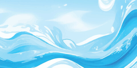 Soft Blue Aqua Ocean Surface with Abstract Flow Pattern and White Wave Highlights for Calm and Minimal Design Projects. Abstract Water Wave Banner with Aqua and White Gradient