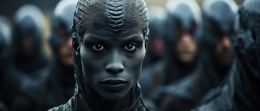 Portrait of a Alien. Humanoid. Alien. Sci Fi Concept With Copy Space.