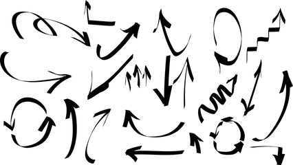 Hand-Drawn Black Arrows Set – Sketch Style Vector Arrows on White Background

