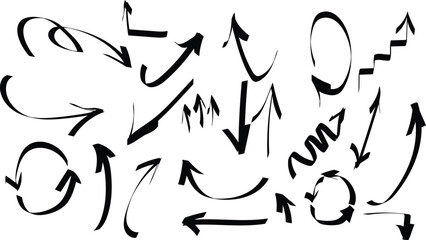 Hand-Drawn Black Arrows Set – Sketch Style Vector Arrows on White Background

