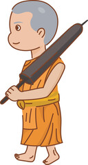 teaching buddha pose vector illustration for Buddhist content, monk training, or kid learning design