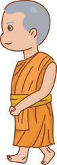 traditional seated monk vector illustration for Buddhist content, monk training, or kid learning design