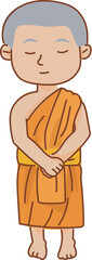 classic thai blessing vector illustration for Buddhist content, monk training, or kid learning design