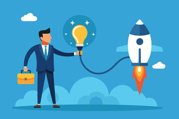 business man with a big idea vector illustration