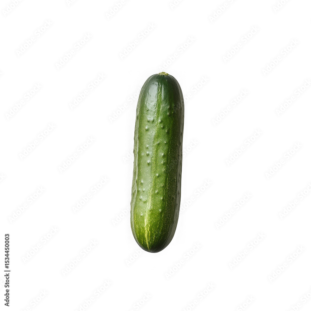 Poster single green cucumber isolated on transparent background