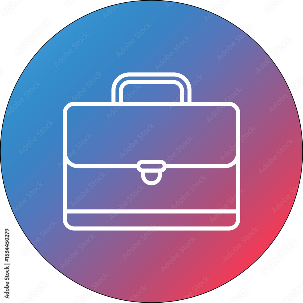 Poster briefcase line gradient circle background icon