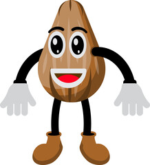 Illustration of a Almond Cartoon Character