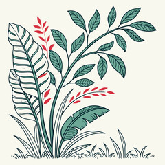 Flat vector Illustration of a foliage plant