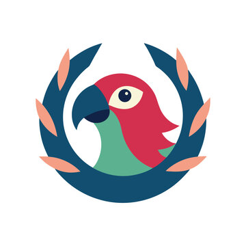 parrot head in wreath vector 