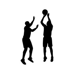 Basketball Player Silhouette Vector Illustration – Sports Athlete Action Pose, Slam Dunk Icon