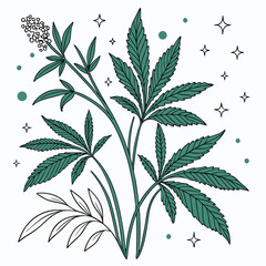 Flat vector Illustration of a foliage plant