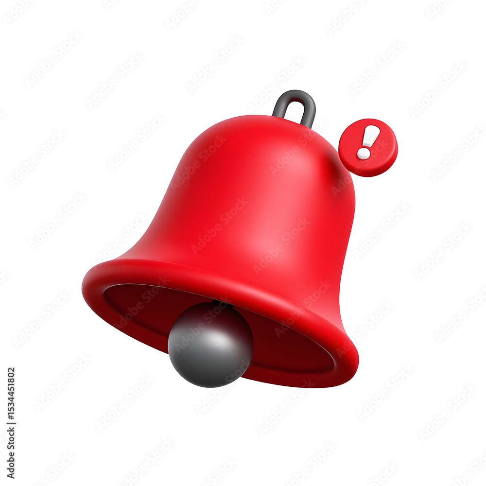Poster notification bell with exclamation mark rendering isolated against a transparent background