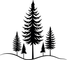 Obraz premium Minimalist Pine Tree Silhouette Drawing
