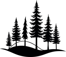 Obraz premium Forest Pine Tree Silhouette Vector
