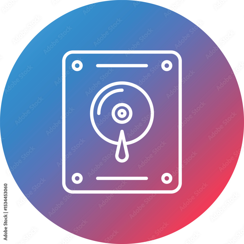 Poster hard disk line gradient circle background icon