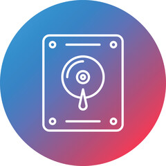 Fototapeta premium Hard Disk Line Gradient Circle Background Icon