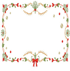 Big set with wreath, design elements, frames, calligraphic. Vector floral illustration with branches, berries, feathers and leaves. Nature frame on white background.




