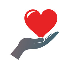 Hand Holding Heart Vector Illustration – Love Care Symbol, Support Icon, Charity Gesture, Kindness Art