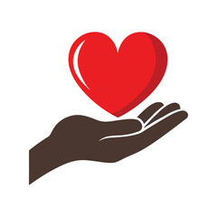 Hand Holding Heart Vector Illustration – Love Care Symbol, Support Icon, Charity Gesture, Kindness Art