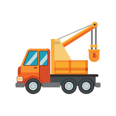 Crane Truck Clipart Vector Illustration – Construction Vehicle Icon, Industrial Equipment, Heavy Machinery Graphic

