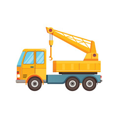 Naklejka premium Crane Truck Clipart Vector Illustration – Construction Vehicle Icon, Industrial Equipment, Heavy Machinery Graphic