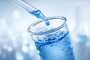 Close-up of pipette dripping into toxic water 