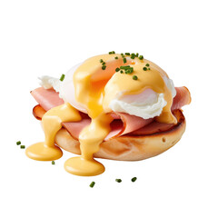 Egg Benedict with Ham and Hollandaise Sauce  isolated on transparent background Remove png