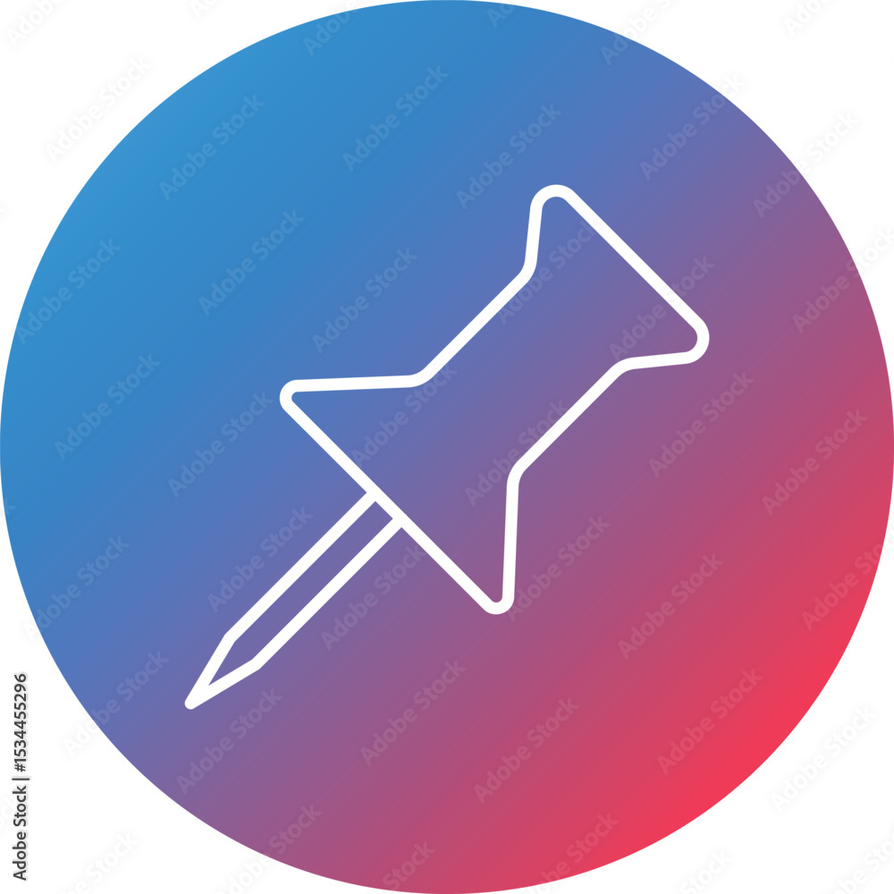 Poster push pin line gradient circle background icon