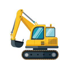 Excavator Clipart Vector Illustration – Construction Vehicle Icon, Heavy Equipment, Industrial Machine Graphic Art